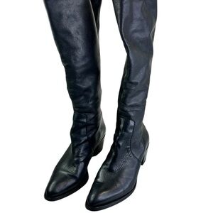 DVF Diane Von Furstenburg black leather heeled back zip boots size 7.5 M